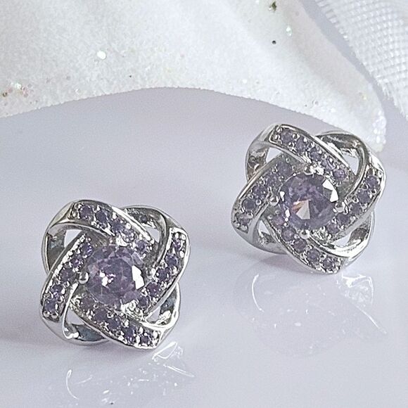 Amethyst  Stud Push Back Earrings on 925 Sterling Silver - Picture 11 of 11